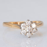 Anello a margherita vintage in oro giallo 9K con diamanti di taglio brillante (0.30ctw ca.), anno 1990