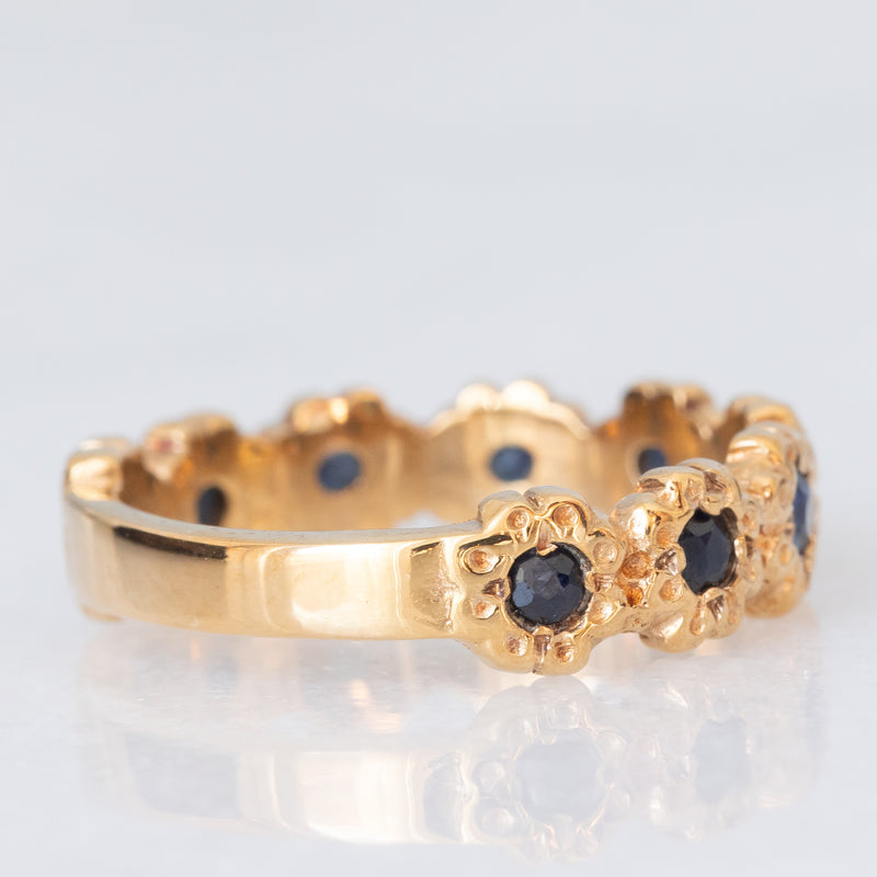 Mezzo eternity vintage in oro giallo 9K con zaffiri (0.36ctw ca.), anno 1983
