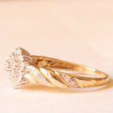 Vintage-Diamant-Blumenring aus 9-karätigem Gelb- und Weißgold (ca. 0.20 ctw), 70er Jahre