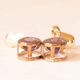 Vintage-Tropfenohrringe aus 9-karätigem Gelbgold mit Amethyst (ca. 0.80 ctw), 70er Jahre