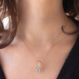 Vintage-Anhänger aus 14-karätigem Gelb- und Weißgold mit blauem Topas (ca. 1.75 Karat) und Diamanten (ca. 0.18 Karat), 60er Jahre