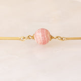 Bracciale vintage in oro giallo 8K con rodocrosite, anni ‘60