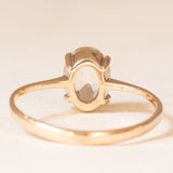 Solitario vintage in oro giallo 9K con quarzo citrino (1ct ca.), anno 1981