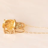Vintage 9K Yellow Gold Chain Necklace with 9K Yellow Gold Pendant with Citrine Quartz and Peridots