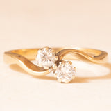 Vintage Toi et Moi in 9K yellow and white gold with brilliant cut diamonds (approx. 0.22ctw), year 1984