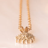 Collana vintage con ciondolo in oro giallo 9K e ciondolo in oro giallo e bianco 9K con diamanti (0.15ctw ca.)