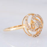 Anello tourbillion in oro giallo 18K con diamanti (0.45ctw), anni ‘80