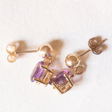 Vintage-Tropfenohrringe aus 9-karätigem Gelbgold mit Amethyst (ca. 0.70 ctw)