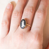 Vintage-Ring aus 9-karätigem Gelbgold mit Jaspis, 1975