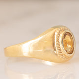 Chevalière vintage en or jaune 14 carats avec citrine et quartz, années 60