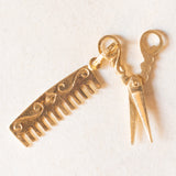 Paar Vintage-Anhänger in Kamm- und Scherenform