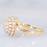 Anello tourbillion vintage in oro giallo 14K e diamanti (1.10ctw ca.), anni '70