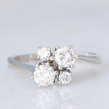 Anello vintage in oro bianco 14K con diamanti di taglio brillante (0.62ctw ca.), anni ‘70/‘80