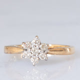 Anello a margherita vintage in oro giallo e bianco 9K con diamanti di taglio brillante (0.25ctw ca.), anni ‘80/‘90