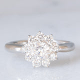 Anello a margherita vintage in platino con diamanti di taglio brillante (1.02ctw), anni ‘70/‘80