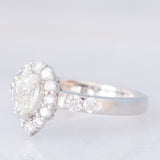 Anello a margherita a goccia in platino con diamanti (1.12ctw), anni ‘90