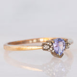 Trilogy vintage in oro giallo 8K con tanzanite e diamanti, anni ‘80