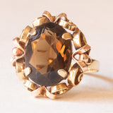 Vintage-Cocktailring aus 14-karätigem Gelbgold mit Rauchquarz (ca. 4.70 Karat), 60er Jahre