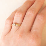 Anello vintage in oro giallo 9K con diamanti (0.15ctw ca.), anni ‘80