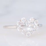 Anello a cuore vintage in platino con diamanti (0.50ctw), anni ‘90