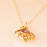 Vintage-Halskette mit 9K-Gelbgoldkette und 9K-Gelbgoldanhänger mit Amethyst (ca. 0.25 ct), ca. 70er/80er Jahre.