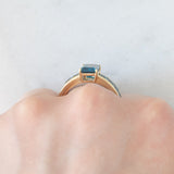 Anello vintage in oro giallo 9K e topazi azzurri (2.80ctw ca.), anni ‘90