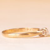 Vintage-Solitär aus 9 Karat Gelbgold mit Diamant im Brillantschliff (ca. 0.14 ct), 1988