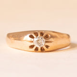 Antiker Solitärring aus 14-karätigem Gelbgold mit Diamant im alten Minenschliff (ca. 0.10 ct), 40er Jahre