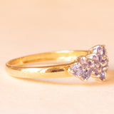 Vintage-Ring aus 9-karätigem Gelbgold mit floralem Dekor und Tansaniten (ca. 0.75 ctw), Jahr 2005