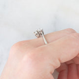 Anello vintage in oro bianco 14K con diamanti di taglio brillante (0.62ctw ca.), anni ‘70/‘80