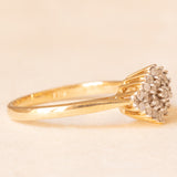 Anello vintage in oro giallo e bianco 9K con diamanti (0.25ctw ca.), anni ‘80
