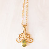 Vintage-Halskette mit Kette aus 9-karätigem Gelbgold und Anhänger aus 9-karätigem Gelbgold mit Peridot (ca. 0.50 ct), 80er/90er Jahre
