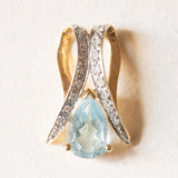 Vintage-Anhänger aus 14-karätigem Gelb- und Weißgold mit blauem Topas (ca. 1.75 Karat) und Diamanten (ca. 0.18 Karat), 60er Jahre