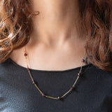 Collana vintage in oro giallo 8K e granati, anni ‘50/‘60