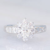 Anello a fiore vintage in platino con diamanti (1.33ctw), anni ‘90
