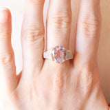 Vintage-Cocktailring aus 14-karätigem Gelb- und Weißgold mit Amethyst (ca. 4.20 ct) und Diamanten (ca. 0.22 ctw), 80er Jahre