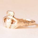 Raro anello Claddagh antico originale irlandese in oro giallo 9K, anno 1833