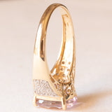 Vintage-Cocktailring aus 14-karätigem Gelb- und Weißgold mit Amethyst (ca. 4.20 ct) und Diamanten (ca. 0.22 ctw), 80er Jahre