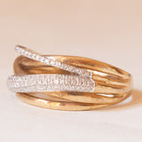 Vintage-Ring aus 9-karätigem Gelb- und Weißgold mit Diamanten (ca. 0.50 ctw), 60er/70er Jahre