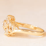 Vintage-Ballerina-Ring aus 18-karätigem Gelbgold mit Diamanten im Brillant- und Spitzschliff (ca. 0.70 ctw), 80er Jahre