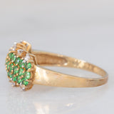 Anello in oro giallo 9K con tsavoriti (0.65ctw ca.) e zaffiri bianchi