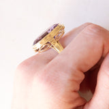 Vintage-Cocktailring aus 14 Karat Gelbgold mit Amethyst (ca. 13 Karat), 70er Jahre