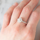 Anello a margherita vintage in platino con diamanti di taglio brillante (1.02ctw), anni ‘70/‘80