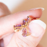 Vintage-Tropfenohrringe aus 9-karätigem Gelbgold mit Amethyst (ca. 1 ctw), 80er Jahre