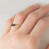 Anello vintage in oro giallo 9K con onice, anno 1986
