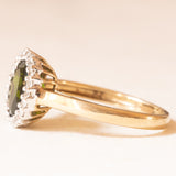 Vintage-Gänseblümchen-Ring aus 9-karätigem Gelb- und Weißgold mit Diopsid (ca. 1.40 ct) und Diamanten (ca. 0.20 ctw), Jahr 2006