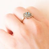 Blumenförmiger Vintage-Ring aus 9-karätigem Gelb- und Weißgold mit Apatiten (ca. 0.80 ctw) und Diamanten, 2007