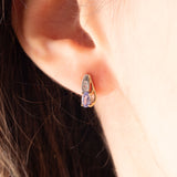 Vintage-Ohrringe aus 9-karätigem Gelb- und Weißgold mit Tansaniten (ca. 0.40 ctw) und Diamanten (ca. 0.04 ctw)