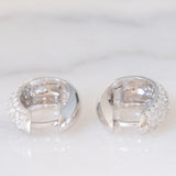 Orecchini a cerchio vintage in oro bianco 18K con pavé di diamanti (1ctw ca.), anni ‘80