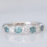 Veretta vintage in platino con alessandriti (0.43ctw) e diamanti (0.51ctw), anni ‘80/‘90